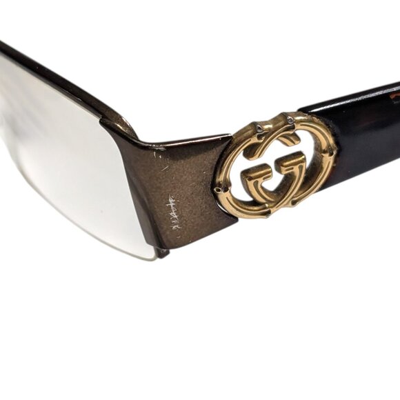 Gucci Italy GG 2844 NVX Dark Brown Half Rim Eyeglasses Frame 51-17-135 FLAW - Picture 7 of 13
